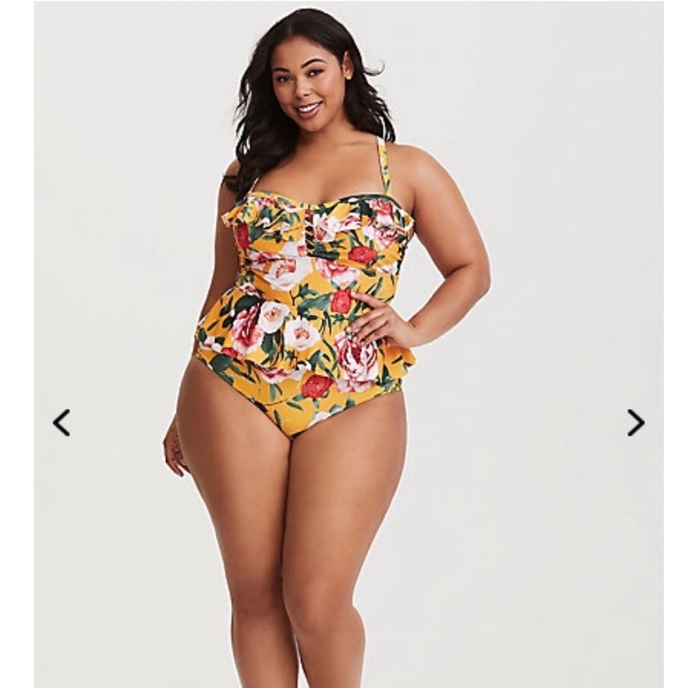 Torrid Floral Print Ruffled Peplum One Piece 1x